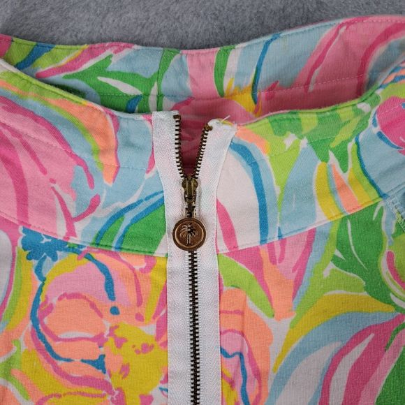 Lilly Pulitzer Skipper Popover Coat Jacket Women Small 1/2 Zip Floral - Picture 7 of 12